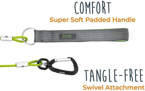 Show full view: Mighty Paw Stainless Steel Chew Proof Cable Leash, 6-ft long, Green slide 7 of 10
