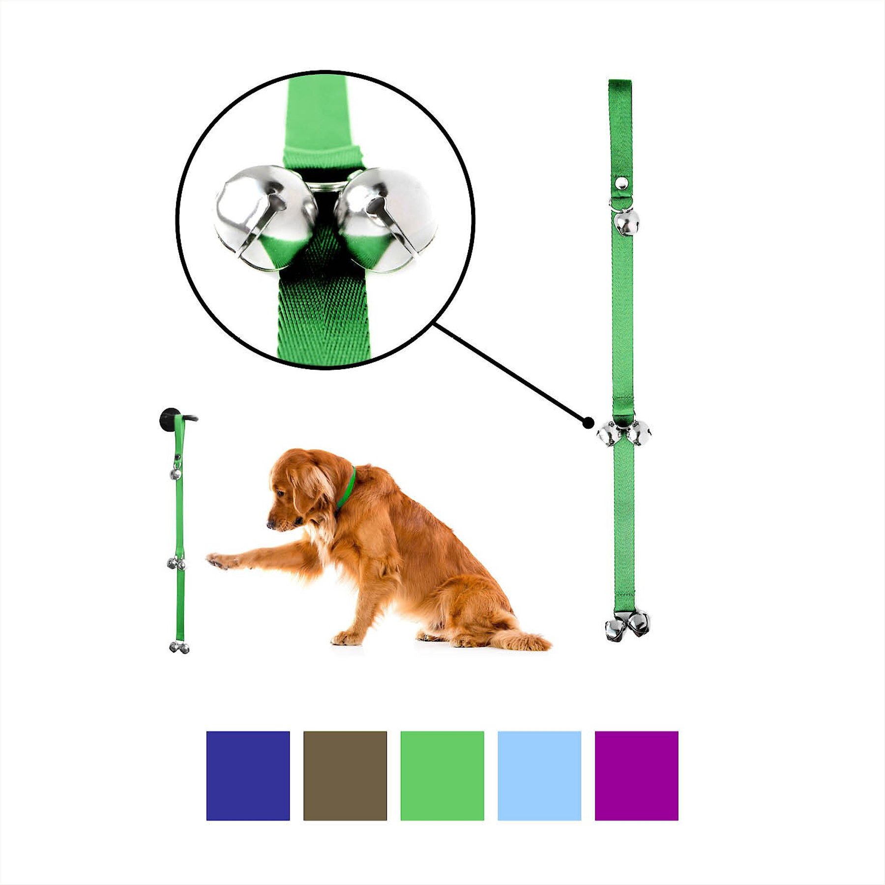 MIGHTY PAW Tinkle Bells Dog Doorbells, Solid, Green