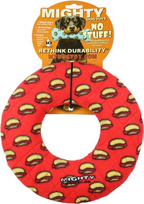 Show full view: Mighty Ring Squeaky Plush Dog Toy, Red slide 4 of 4