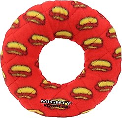 Mighty Ring Squeaky Plush Dog Toy, Red