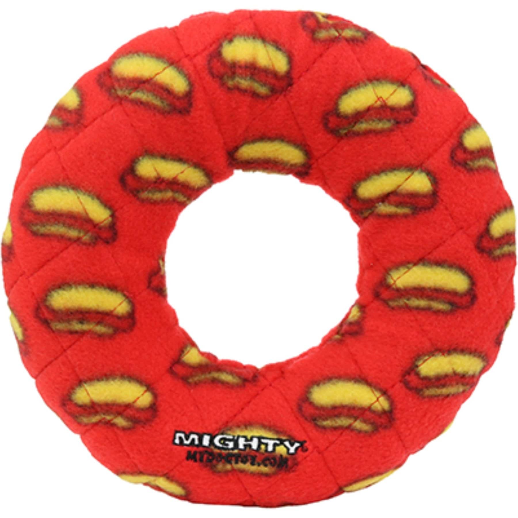 Mighty Ring Squeaky Plush Dog Toy, Red