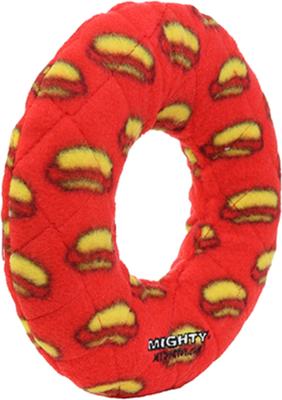 Show full view: Mighty Ring Squeaky Plush Dog Toy, Red slide 4 of 8