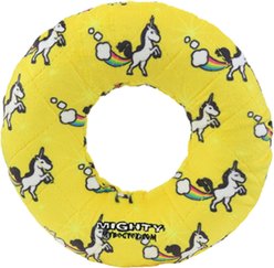 Mighty Ring Squeaky Plush Dog Toy, Yellow