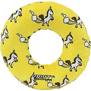Mighty Ring Squeaky Plush Dog Toy, Yellow