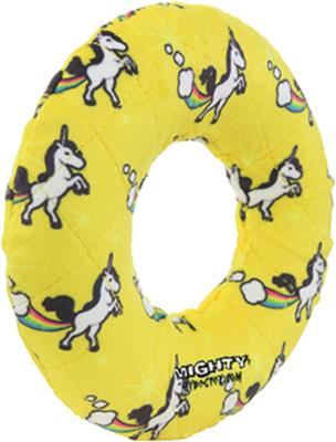 Show full view: Mighty Ring Squeaky Plush Dog Toy, Yellow slide 4 of 8