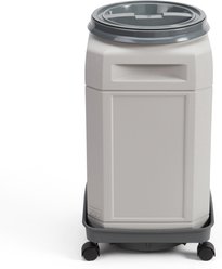Mighty Tuff Airtight Pet Food Storage Container Bundle with Wheels & Scoop, Gray, 48-lbs