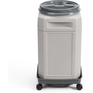 Mighty Tuff Airtight Pet Food Storage Container Bundle with Wheels & Scoop, Gray, 48-lbs