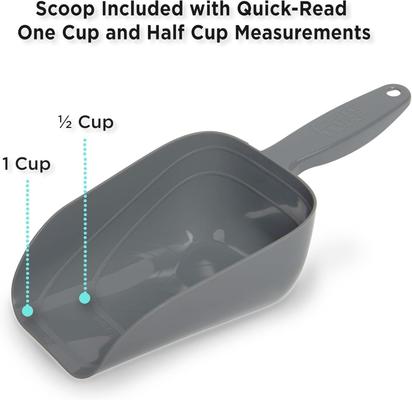 Show full view: Mighty Tuff Airtight Pet Food Storage Container Bundle with Wheels & Scoop, Gray, 48-lbs slide 5 of 9