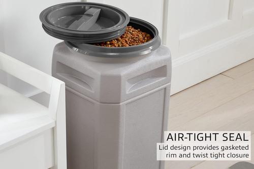 Show full view: Mighty Tuff Airtight Pet Food Storage Container Bundle with Wheels & Scoop, Gray, 48-lbs slide 6 of 9