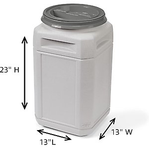 Mighty Tuff Airtight Pet Food Storage Container Bundle with Wheels & Scoop, Gray, 48-lbs