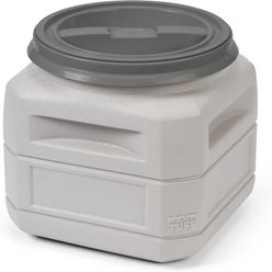Mighty Tuff Airtight Pet Food Storage Container with Built in Handles & Scoop, Gray, 24-lbs