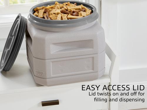 Show full view: Mighty Tuff Airtight Pet Food Storage Container with Built in Handles & Scoop, Gray, 24-lbs slide 3 of 9