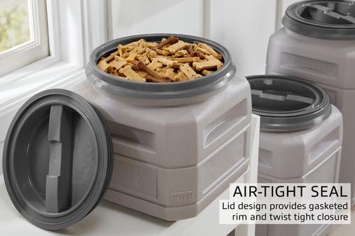 Show full view: Mighty Tuff Airtight Pet Food Storage Container with Built in Handles & Scoop, Gray, 24-lbs slide 4 of 9