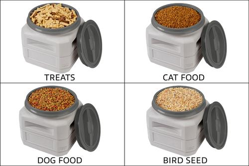Show full view: Mighty Tuff Airtight Pet Food Storage Container with Built in Handles & Scoop, Gray, 24-lbs slide 6 of 9