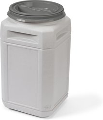 Mighty Tuff Airtight Pet Food Storage Container with Built in Handles & Scoop, Gray, 54-lbs