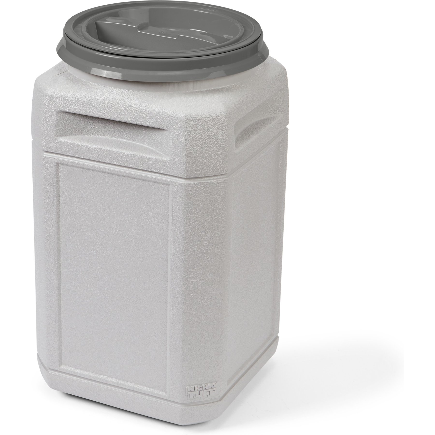 Mighty Tuff Airtight Pet Food Storage Container with Built in Handles & Scoop, Gray, 54-lbs