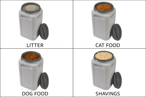 Show full view: Mighty Tuff Airtight Pet Food Storage Container with Built in Handles & Scoop, Gray, 54-lbs slide 6 of 9