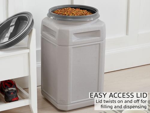 Show full view: Mighty Tuff Airtight Pet Food Storage Container with Built in Handles & Scoop, Gray, 54-lbs slide 3 of 9