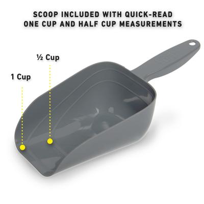 Show full view: Mighty Tuff Airtight Pet Food Storage Container with Wheels & Scoop, Gray, 36-lb slide 6 of 9