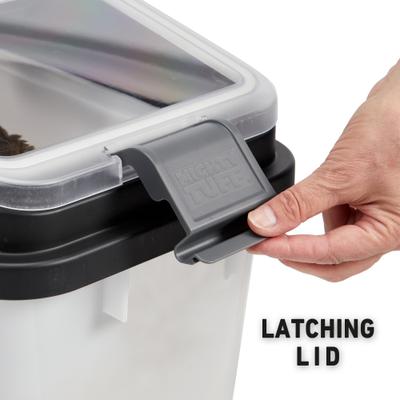 Show full view: Mighty Tuff Airtight Pet Food Storage Container with Wheels & Scoop, Gray, 36-lb slide 3 of 9