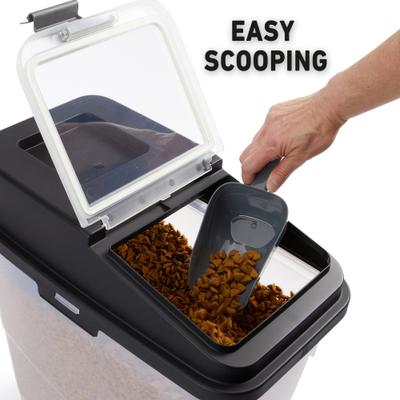 Show full view: Mighty Tuff Airtight Pet Food Storage Container with Wheels & Scoop, Gray, 36-lb slide 5 of 9