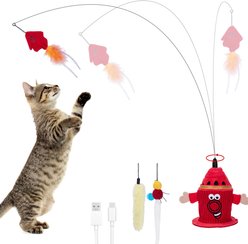 Migipaws Dancing Feather Automatic Interactive Electronic Motion Cat Toy with Catnip, Red