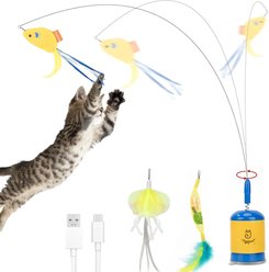 Migipaws Interactive Automatic Strong Suction Cup Teaser Wand Cat Toy, Yellow