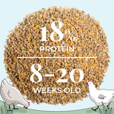 Show full view: Mile Four 18% Organic Whole Grain Grower Chicken & Duck Feed, 23-lb bag slide 7 of 11