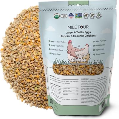 Show full view: Mile Four 18% Organic Whole Grain Grower Chicken & Duck Feed, 2-lb bag slide 2 of 11