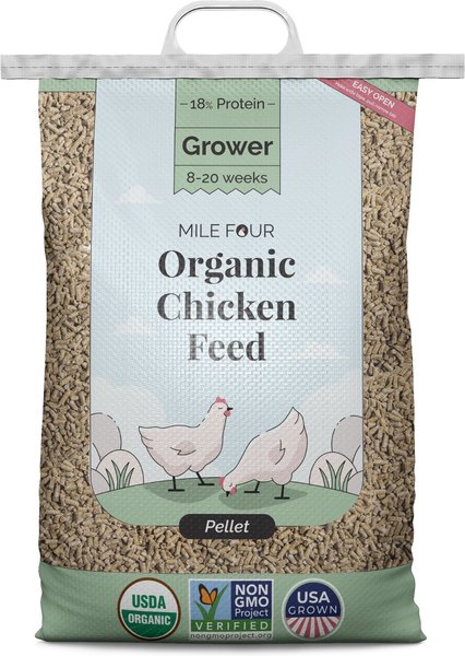 Show full view: Mile Four Grower Organic 18% Protein Pellet Chicken & Duck Feed, 23-lb bag slide 1 of 17