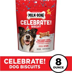 Milk-Bone CELEBRATE Birthday Cake Artificially Flavored Biscuits Small Crunchy Dog Treats, 8-oz bag slide 2 of 7