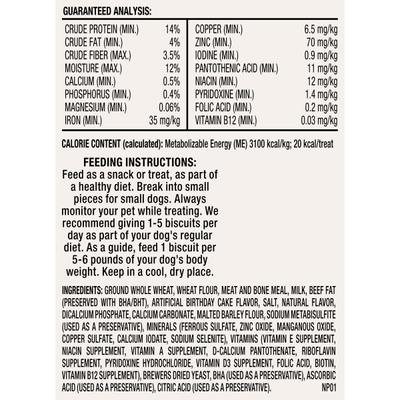Show full view: Milk-Bone CELEBRATE Birthday Cake Artificially Flavored Biscuits Small Crunchy Dog Treats, 8-oz bag slide 9 of 11