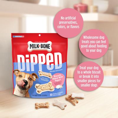 Show full view: Milk-Bone Dipped Vanilla Yogurt Crunchy Dog Treats, 12-oz bag, case of 4 slide 5 of 10