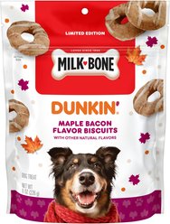 Milk-Bone Dunkin’ Maple Bacon Natural Flavor Biscuits Crunchy Dog Treats, 8-oz bag