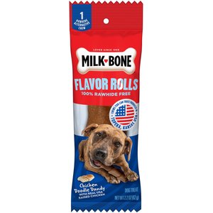 Milk-Bone Flavor Rolls Chicken Doodle Dandy Rawhide Free with Chicken Dog Chew Treats, 1 count