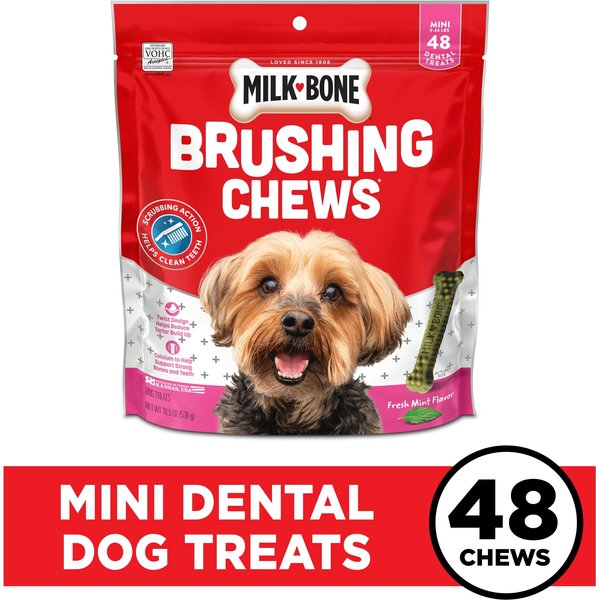 Milk-Bone Fresh Breath Brushing Chews Mini Mint Flavor Daily Dental Dog Treats