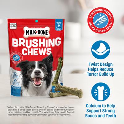 Show full view: Milk-Bone Fresh Breath Brushing Chews Small/Medium Mint Flavor Daily Dental Dog Treats, 36 count bundle slide 6 of 12