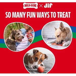 Milk-Bone Jif Natural Peanut Butter Spread Lickable Dog Treat, 5-oz pouch, case of 4