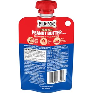 Milk-Bone Jif Natural Peanut Butter Spread Lickable Dog Treat, 5-oz pouch, case of 4
