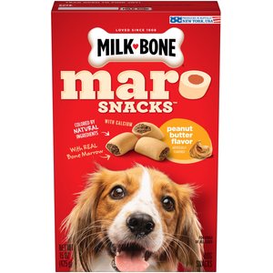 Milk-Bone MaroSnacks Peanut Butter Flavor with Bone Marrow Crunchy Dog Treats, 15-oz box