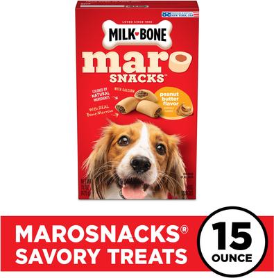 Show full view: Milk-Bone MaroSnacks Peanut Butter Flavor with Bone Marrow Crunchy Dog Treats, 15-oz box slide 3 of 12