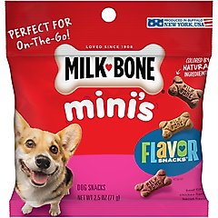 Milk-Bone Mini's Flavor Snacks Beef, Chicken & Bacon Flavored Biscuit Dog Treats, 2.5-oz bag