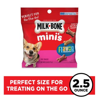 Show full view: Milk-Bone Mini's Flavor Snacks Beef, Chicken & Bacon Flavored Biscuit Dog Treats, 2.5-oz bag slide 3 of 12