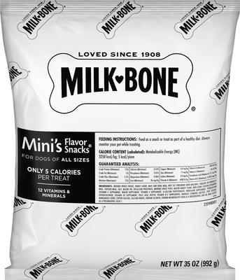 Show full view: Milk-Bone Mini's Flavor Snacks Beef, Chicken & Bacon Flavored Biscuit Treats, 36-oz tub + Beef, Chicken & Bacon Flavored Biscuit Dog Treats, 35-oz, case of 2 slide 6 of 9