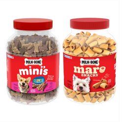 Milk-Bone Mini's Flavor Snacks Beef, Chicken & Bacon + MaroSnacksReal Bone Marrow Dog Treats