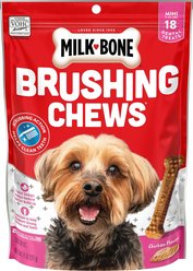 Milk-Bone Original Brushing Chews Mini Chicken Flavor Daily Dental Dog Treats, 18 count