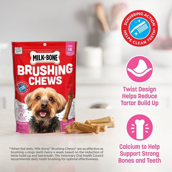 Milk-Bone Original Brushing Chews Mini Chicken Flavor Daily Dental Dog Treats