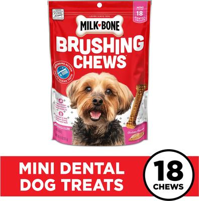 Show full view: Milk-Bone Original Brushing Chews Mini Chicken Flavor Daily Dental Dog Treats, 18 count slide 3 of 12