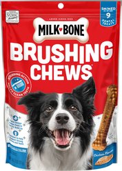 Milk-Bone Original Brushing Chews Small/Medium Chicken Flavor Daily Dental Dog Treats, 9 count