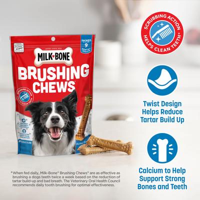 Show full view: Milk-Bone Original Brushing Chews Small/Medium Chicken Flavor Daily Dental Dog Treats, 9 count slide 5 of 11
